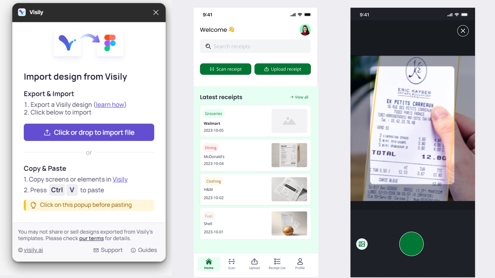 Figure 9. Visily - export to Figma feature