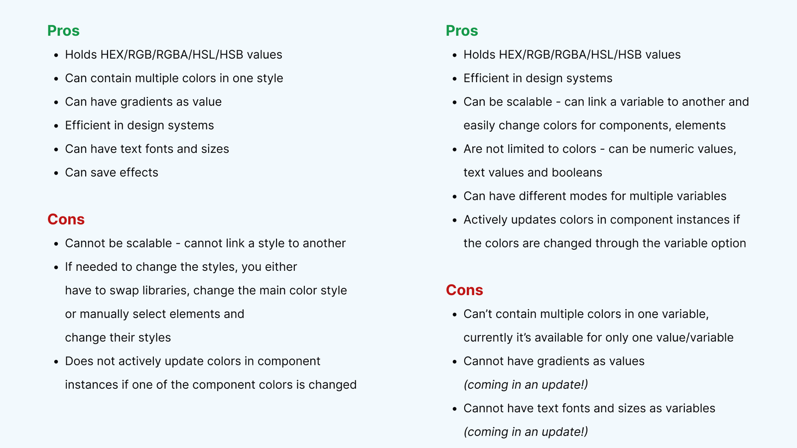 1 - Comparison - Styles vs Variables.png