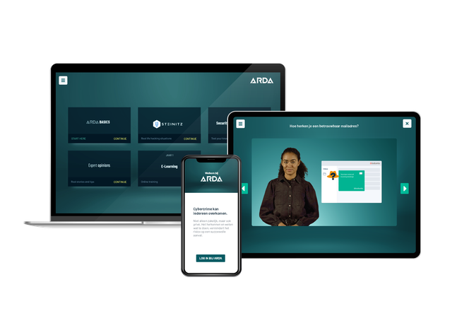 In het Arda-programma leer je in korte e-learning modules steeds andere onderwerpen kennen die te maken hebben met cybercrime
