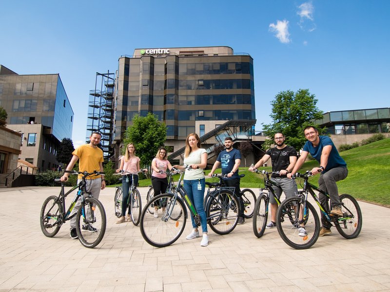 Team of software developers full stack developers and software testers riding Centric bikes