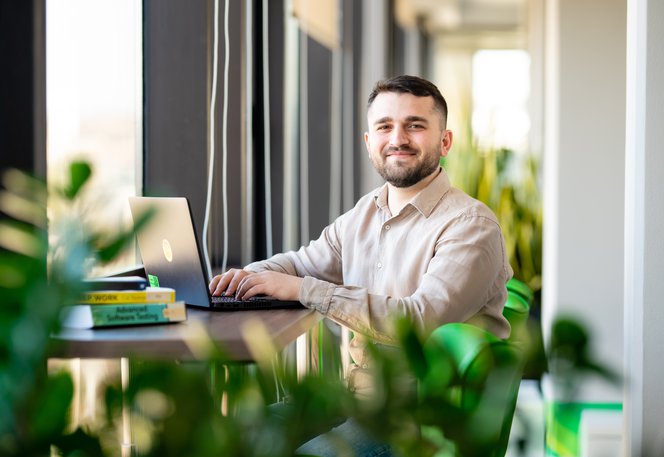 Developer working by the window