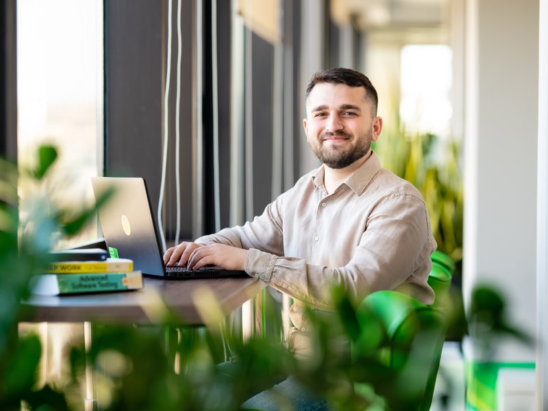 Developer working by the window
