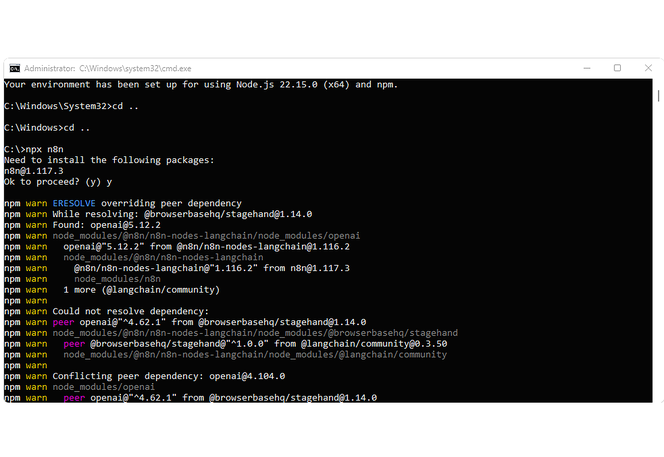 Command line installing n8n